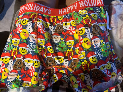 Men's Holiday Boxer Brief Short Emojis Emojination Med NWT EMOJI