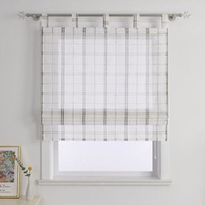 Transparent Raffrollo mit Schlaufen Leinen Raffgardine Küche Gardine ohne Bohren