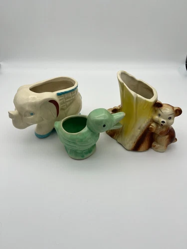 Lot Of 3 Vintage Shawnee Pottery Planters