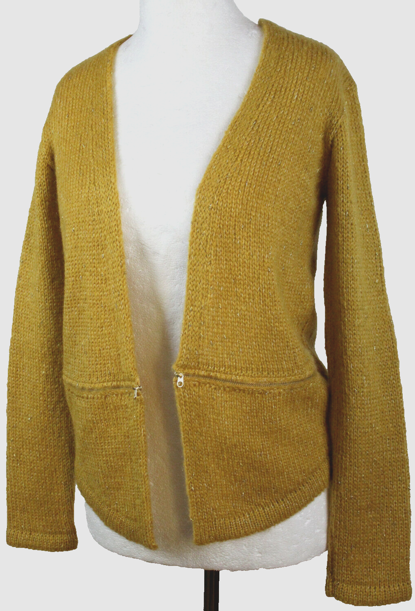 Strickjacke Gelb Senf Farbe Strickjacke Far Far Strickjacke In