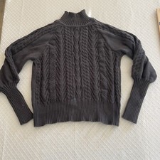 Chunky Knit Turtleneck Sweater Pullover Long Sleeve Cable Knit Womens Medium