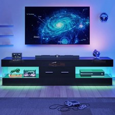 67" Modern TV Stand 75Inch TV LED Entertainment Center Black Fits up to 75 in TV