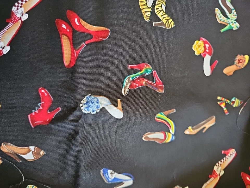 Fabri-Quilt Fabric HEAD GEAR Pattern #7851 Colorful Shoes High Heels 44"W x 1 yd - Image 2 of 4