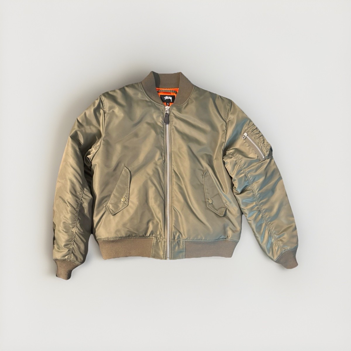 STUSSY X COMME DES GARCONS MA-1 BOMBER JACKET 'OLIVE/ORANGE' | eBay