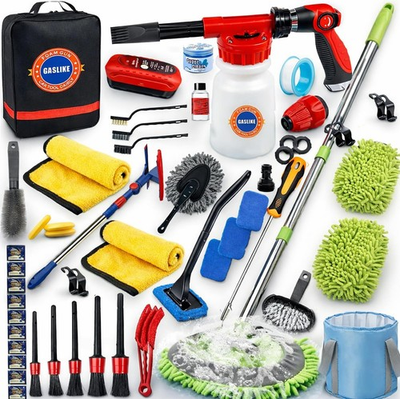 #ad #ad 56Pcs Car Wash Cleaning Kit with Foam Gun Car Wash Brush with Long Handle Car. $68.79