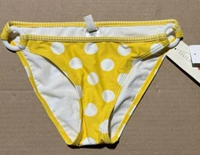 Women’s Small Hula Honey Yellow Polka Dot Swim Bikini Bottom NWT