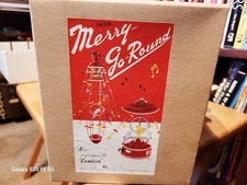 VERY NICE  CELLULOID PLASTIC WIND UP 20" MERRY-GO-ROUND  WHIRLIGIG  W/ BOX