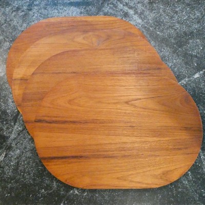 Kalmar Solid TEAK Wood Oval Placemats 4 Piece Set 12.75x18 Vintage Thailand MCM