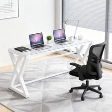Glass Top Computer Desk Laptop PC Table Home Office Desktop Workstation Tables