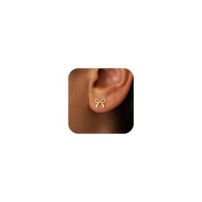 JIAOGE Easter Gifts for Kids Teens Girls - Bow Small, Gold-Bow Earrings