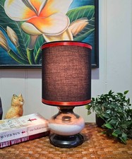 1970's Glazed Brown/White/Blk Ceramic Desk Lamp 35x18 cm Table Light - GOSFORD