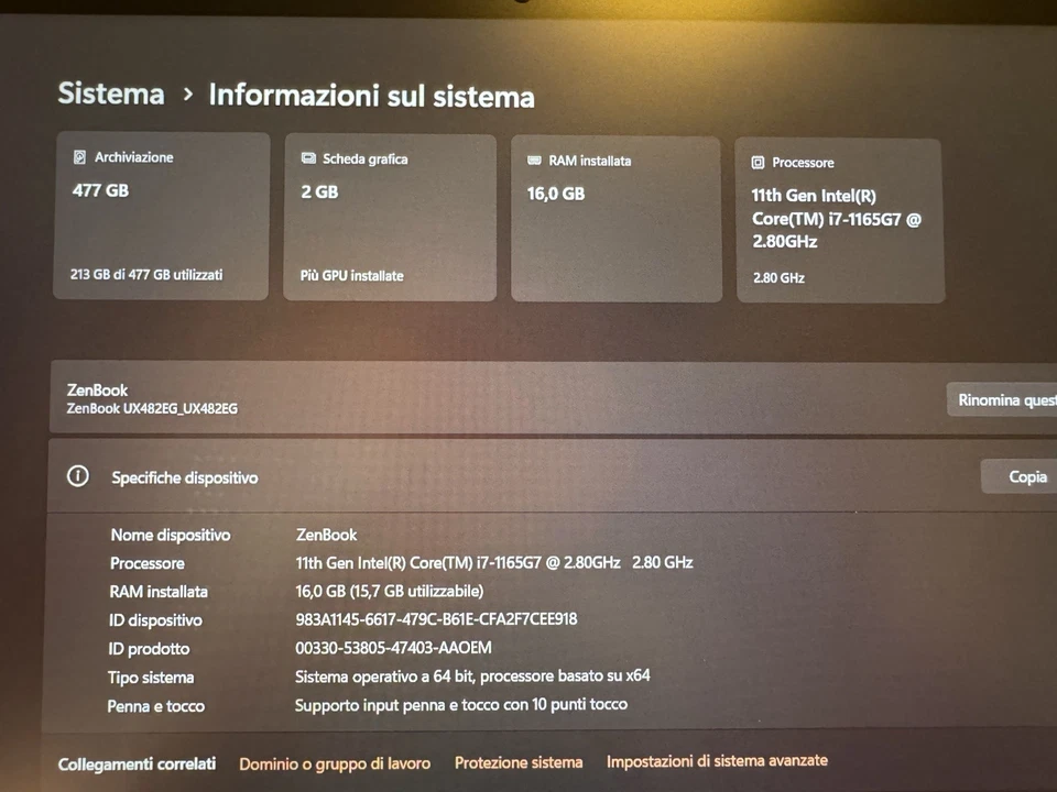 ASUS ZenBook Duo UX482EG 14" 512GB SSD, Intel Core i7-1165G7, 2.9 GHz, 16GB - Immagine 2 di 4