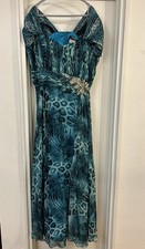 Fabulouss Mac Duggal Cassandra Stone 26 Teal Animal Print Beaded Sequin Gown