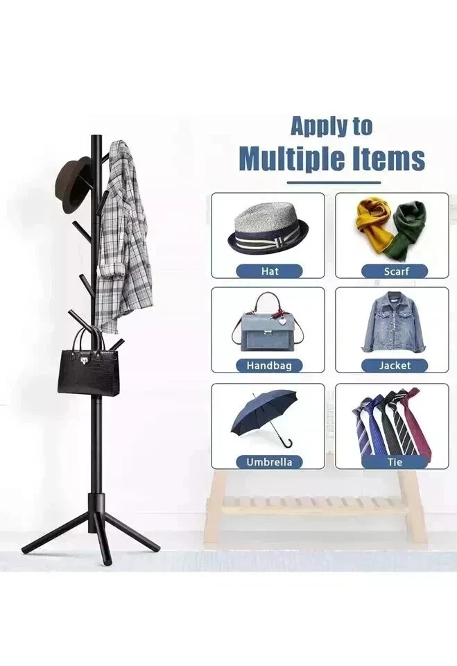 Perchero de madera soporte árbol libre percha sombrero perchero 8 ganchos Foto 3 de 4