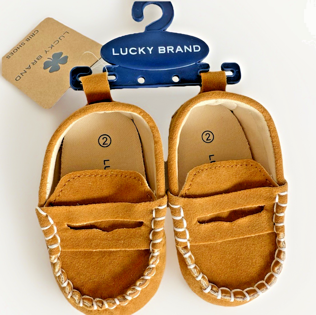 SAOLA Mocassini neonato marca Lucky taglia 2 mocassini bambino suola morbida scarpe culla scamosciate marrone