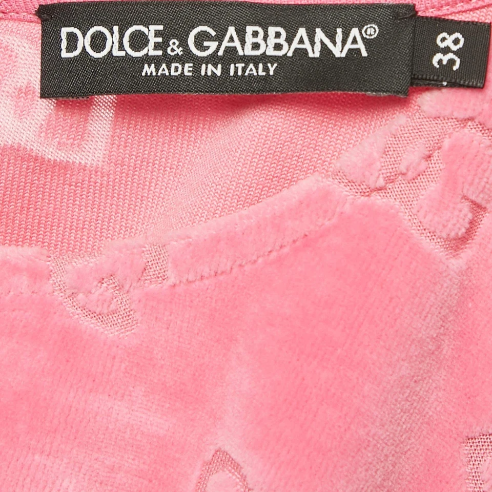 Top corto Dolce Gabbana rosa monograma terciopelo S Foto 4 de 4