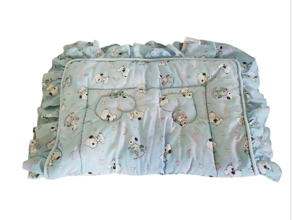 Винтажная кроватка Lambs & Ivy My Baby Snoopy с оборками стеганое одеяло Blue Moon Stars Hearts  - Изображение 4 из 4