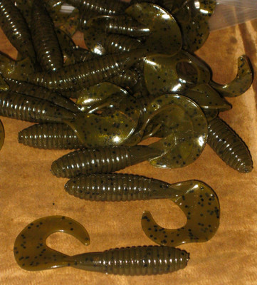 3'' Fat Grub Bass Plastic Worm Green Pumpkin Tail Trailer 50 Count Bulk Bag