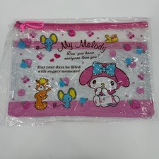 My Melody PVC Mesh Pouch NEW Bag Zipper Large Pink Clear