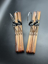 11" High Quality Felt Lined Wood Clamp Pants/Skirt Clip Hanger Lot of 4