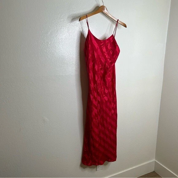 UNDERCOVER Camicia da notte Victoria's Secret vintage rossa a righe maxi spacco nuova con etichetta taglia M