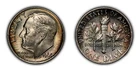 1964 10c Roosevelt Silver Dime - Deep Rainbow Toning - BU - SKU-Y5770