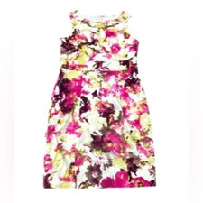 Charter Club floral print shift dress Size 14P White Pink Spring Summer Cotton