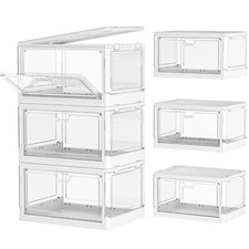 Clear Storage Bin With Lid 3 Pack stackable Sturdy plastic Multifunctional Fo
