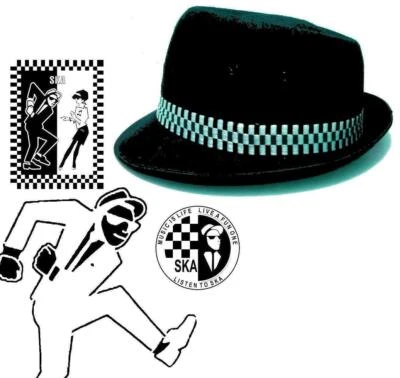 Sombrero de pastel de cerdo Rude Boy Ska Porkpie negro 2 tonos Fedora mediano / 56 cm / Estados Unidos 7 (R0) - Imagen 1 de 4