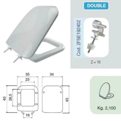 SANIPLAST SEDILE WC DUROFORT CON CERNIERE CONCA MOD. DOUBLE