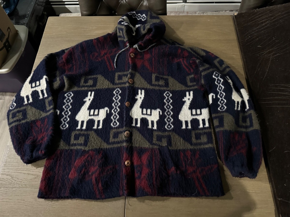 Tejidos Imalaya Handmade Equador Wool button Sweater Jacket Size L