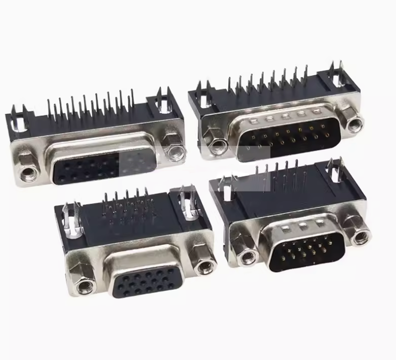 DR15 Connettore Presa Tre Doppia Fila Testa Femmina Maschio 90 Deg Pin VGA HDR