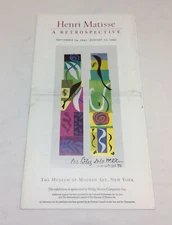 September 24,1992 HENRI MATISSE exhibition four fold promo ~ 8.5x9 inches ~ MOMA