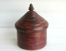 Vintage Wooden Tika Kum Kum Temple Use Box  Antique Rustic Home Decorative
