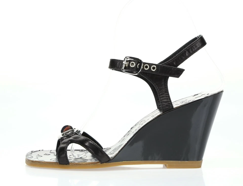 Sandalias de tacón de cuña con hebilla de cuero negro Marc By Marc Jacobs para mujer talla 37 Foto 4 de 4
