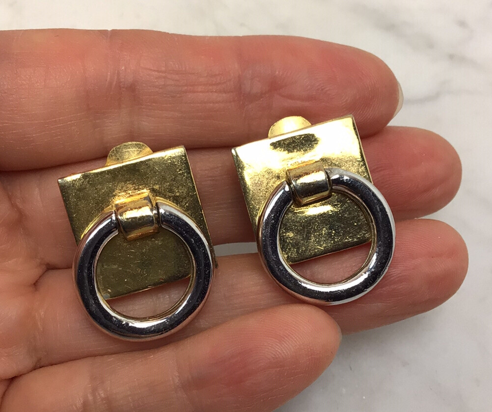 Vintage KENNETH JAY LANE Two Tone Knocker Clip On… - image 1