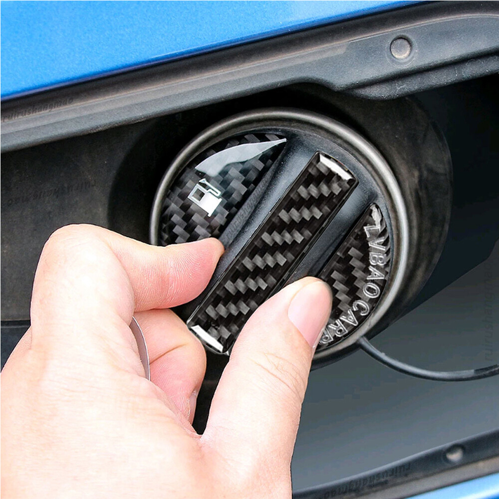 1Set Carbon Fiber Car Fuel Tank Cap Protector Cover Stickers Trim Accessories