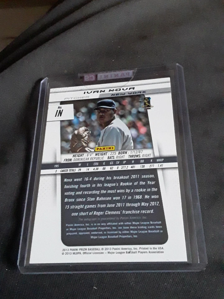 Ivan Nova SP Auto 2013 Panini Prizm New York Mets sin circular Foto 2 de 2