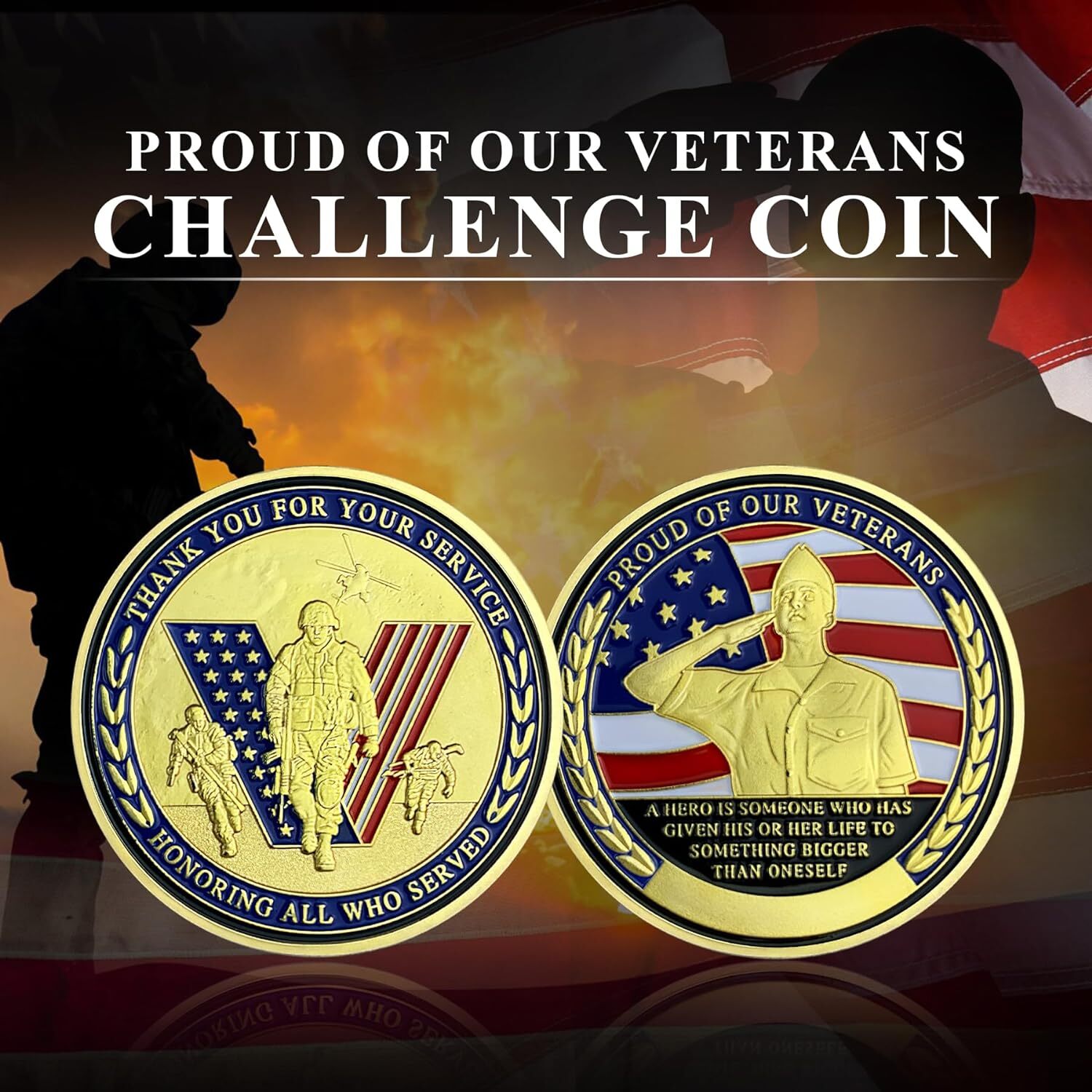 Veterans Challenge Coin Military Appreciation Coin Gifts Proud of Our Veterans