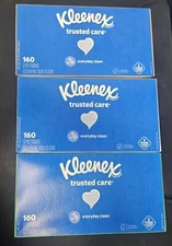 Kleenex Trusted Care Everyday Facial Tissue, White 160ct, 3 pack