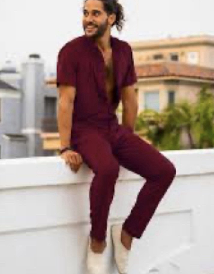 Nuevo mameluco de una pieza Burgendy rojo debajo de Burgendy para hombre M