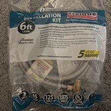 Dishwasher Installation Kit with Hose and 3 Wire Power Cord 6' New Sealed