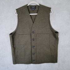 VINTAGE CC Filson Mackinaw Virgin Wool Vest Men's Size 46 XL Long Green USA