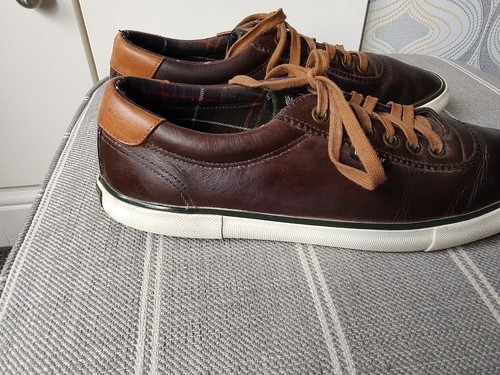 Barbour Brown Leather Country Shoes / Trainers Mens Size Uk 8, Logo On Bottom. - Picture 18 of 21