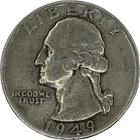 1949 Washington Silver Quarter in a SAFLIP® - Fine- (VG+)