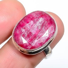 Ruby Gemstone Band Ring Size 925 Sterling Silver