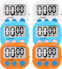 6 Pack Small Digital Kitchen Timer Magnetic Back and On/Off Switch,Minute Second