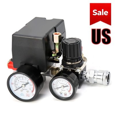 90-120PSI Air Compressor Pressure Switch Control Valve Gauge Pressure Regulator