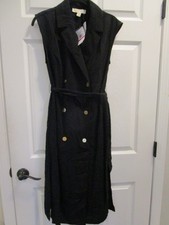 MICHAEL KORS DRAPEY CREPE TRENCH DRESS IN BLACK  SIZE XS NEW