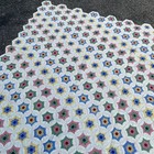 Antique Grandmother's Flower Garden Hand Stitched Quilt Scalloped Edge 84x69 — photo 4